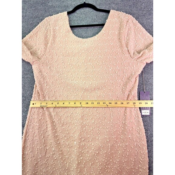 Jennifer Lopez XXL Pink Textured Sequin Sheath Dress Long Sleeve Party Cocktail - Picture 10 of 16